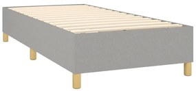 vidaXL Κρεβάτι Boxspring με Στρώμα &amp; LED Αν.Γκρι 90x200 εκ. Υφασμάτινο