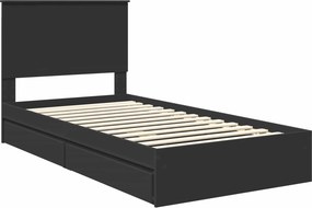 vidaXL Κρεβάτι Αποθήκης Μαύρο 100 x 200 cm Επεξεργασμένο Ξύλο