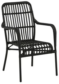 Καρέκλα εξωτερικού χώρου Dallas 3840, 90x57x64cm, Μαύρο, Πλαστικό ψάθινο, Μέταλλο | Epipla1.gr