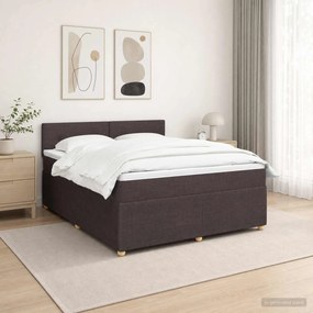vidaXL Κρεβάτι box spring με στρώμα Σκούρο Καφέ 140 x 190 cm Ύφασμα