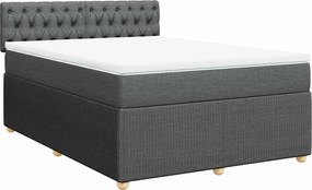 vidaXL Κρεβάτι Boxspring με Στρώμα Σκούρο Γκρι 140x200 εκ Υφασμάτινο