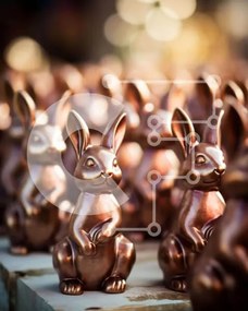 Intra Συλλεκτικό Ξύλινο Παζλ Plywood  4mm - Ομάδα ειδωλίων καφέ λαγουδάκι Σε Ξύλινο Κουτί - Διαστάσεις Puzzle: 10x10 cm – 25 κομμάτια