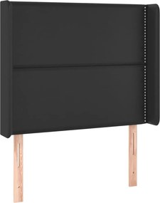 vidaXL Κρεβάτι Boxspring με Στρώμα &amp; LED Μαύρο 100x200 εκ. Συνθ. Δέρμα