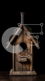 Intra Συλλεκτικό Ξύλινο Παζλ Plywood  4mm - Όμορφο Ξύλινο Πουλιά με Πέρκα και Καμινάδα Σε Ξύλινο Κουτί - Διαστάσεις: 10x10 cm – 25 κομμάτια