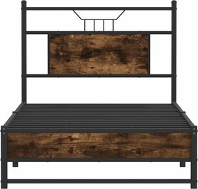 vidaXL Πλαίσιο Κρεβ. Χωρ. Στρώμα Καπνιστή Δρυς 90 x 190 εκ. Επεξ. Ξύλο