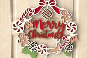 Σετ των 2 Intra απο ξύλο plywood 3mm-4mm πάχος - Χριστουγεννιάτικο στεφάνι|Διακόσμηση βεράντας|Στεφάνι πόρτας Δίασταση 15x15 cm INTRAFABR-111360682