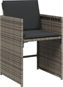 vidaXL Σετ Τραπεζαρίας Κήπου 7 τεμ. Γκρι Συνθ. Ρατάν με Μαξιλάρια