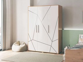 Τρίφυλλη Ντουλάπα PIXIE Φυσική-Λευκή 149.8x55.3x210cm