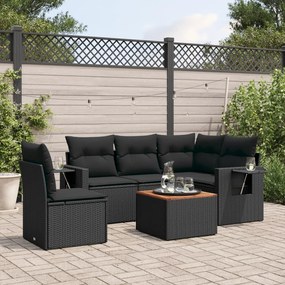 vidaXL Patio Sofa Set 6-θέσια Black