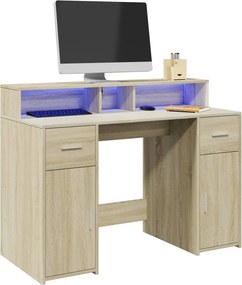 vidaXL Γραφείο με LED Sonoma δρυς 120x55x91 εκ. Επεξεργ. Ξύλο