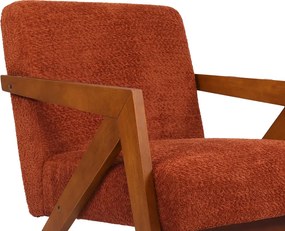 Πολυθρόνα Garifa pakoworld terracotta ύφασμα με πόδι σε καρυδί απόχρωση 79x75x75εκ