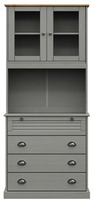 vidaXL Βιτρίνα VIGO Γκρι 80 x 40 x 176 εκ. από Μασίφ Ξύλο Πεύκου