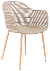 BERRY Πολυθρόνα Μέταλλο Βαφή Φυσικό, PP-UV Tortora 58x58x85cm ΕΜ155,3