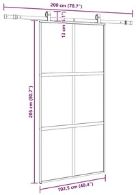 Σετ συρόμενης πόρτας με υλικό μαύρο 102,5x205 cm - Μαύρο