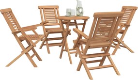vidaXL Σετ Κήπου 5 τμχ. Καφέ Συμπαγές ξύλο teak