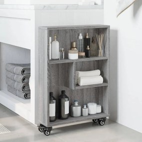 vidaXL Τρόλεϊ Αποθήκευσης Στενό Γκρι Sonoma 48x13x68 εκ. Επεξ. Ξύλο