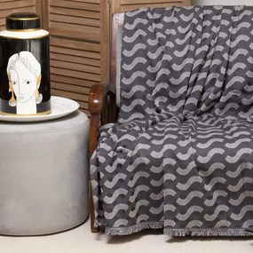 Ριχτάρι Pinovo Graphite-Silver Aslanis Home Πολυθρόνα 180x180cm Βαμβάκι-Πολυέστερ