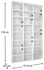 Βιβλιοθήκη μελαμίνης Fyodor Megapap χρώμα λευκό 102x16x178εκ. - Μελαμίνη - GP041-0045,1
