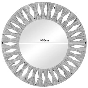 Καθρέπτης Zanlein Inart sisal σε φυσική απόχρωση Φ50x8εκ 50x50x8 εκ.