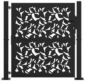 vidaXL Πύλη κήπου Μαύρη 105x106 cm Σχεδιασμός φύλλων χάλυβα