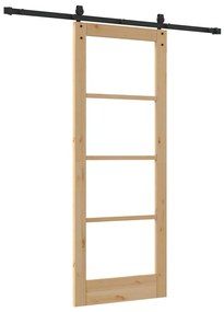 vidaXL Ολισθητή Πόρτα Καφέ 78 x 202 εκ. Ξύλο και μέταλλο