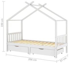 Πλαίσιο Κρεβατιού Παιδικό με Συρτάρια 90 x 200 εκ. Ξύλο Πεύκου - Λευκό