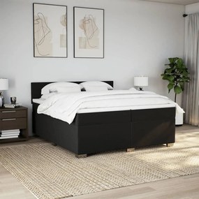 vidaXL Κρεβάτι Boxspring με Στρώμα Μαύρο 200x200 εκ. Υφασμάτινο