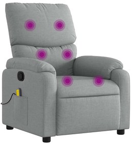 vidaXL Πολυθρόνα Μασάζ Ανακλινόμενη Ανοιχτό Γκρι Υφασμάτινη