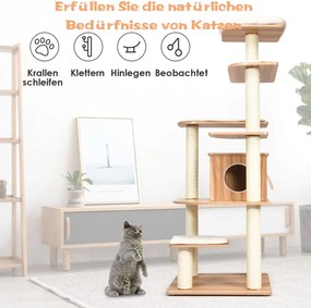 Costway  Πολυεπίπεδο Ονυχοδρόμιο Γάτας με Φυσικό Σχέδιο και Σταθερή Κατασκευή PS7431NA