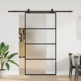 vidaXL Συρόμενη Πόρτα με Μηχανισμό 102,5x205 εκ. Γυαλί ESG &amp; Αλουμίνιο