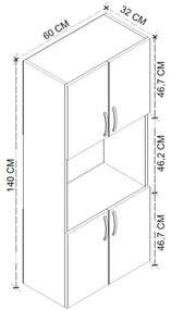 Ντουλάπα κουζίνας Armado Megapap χρώμα ανθρακί 60x32x140εκ.
