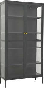 vidaXL Ντουλάπα Βιτρίνας Ανθρακί 90x40x180 εκ. Ατσάλι / Ψημένο Γυαλί