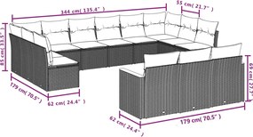 vidaXL Σετ Καναπέ Κήπου 13τεμ Μπεζ Συνθ. Ρατάν με Μαξιλάρια