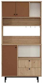 Ντουλάπι Κουζίνας 956LCS3575 88x35,5x180cm Oak-Tile Red Μοριοσανίδα, Μέταλλο