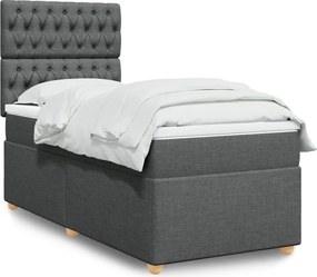 vidaXL Κρεβάτι Boxspring με Στρώμα Σκούρο Γκρι 80x200 εκ. Υφασμάτινο