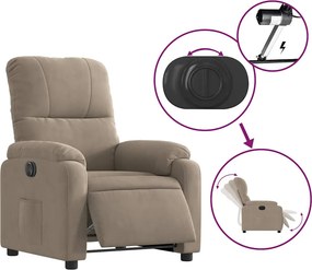 vidaXL Πολυθρόνα Ηλεκ. Ανακλινόμενη Ανύψωση Taupe Ύφασμα Μικροϊνών