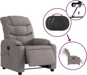vidaXL Πολυθρόνα Μασάζ Ηλεκτρική Ανακλινόμενη Taupe Υφασμάτινη