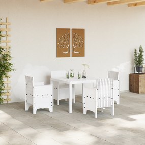 vidaXL Σετ 5 Τεμαχίων Εξωτερικής Τραπεζαρίας Λευκό Πολυ Ρατάν