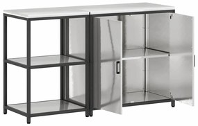 vidaXL Σετ Αποθήκευσης Κουζίνας με ράφι 2 pcs Ασημί Ανοξείδωτο ατσάλι