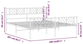 Πλαίσιο Κρεβατιού με Κεφαλάρι&amp;Ποδαρικό Λευκό 200x200εκ. Μέταλλο - Λευκό