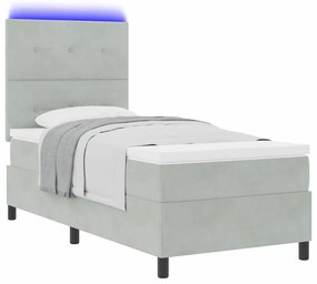 vidaXL Κρεβάτι με ελατήρια με στρώμα Ανοιχτό γκρι 80 x 200 cm Βελούδο