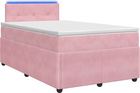 vidaXL Κρεβάτι box spring με στρώμα Ροζ 120 x 190 cm Βελούδο