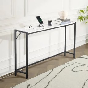 VEVOR Marble Console Table Modern Narrow Long Console Table with Power Outlet