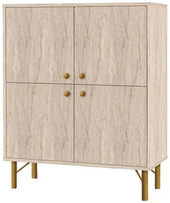 Παπουτσοθήκη - Ντουλάπι Multilux 869VEL3993 95x36x111cm Travertine Beige Μοριοσανίδα, Μέταλλο