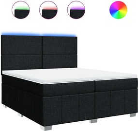 vidaXL Κρεβάτι Boxspring με Στρώμα Μαύρο 200x200 εκ. Υφασμάτινο