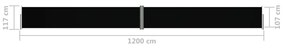 Διαχωριστικό Βεράντας Συρόμενο Μαύρο 117 x 1200 εκ. - Μαύρο
