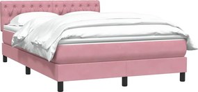 vidaXL Κρεβάτι Boxspring με Στρώμα Ροζ 140x210 εκ. Βελούδινο