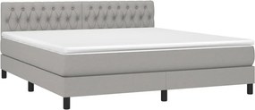 vidaXL Κρεβάτι Boxspring με Στρώμα &amp; LED Αν.Γκρι 180x200 εκ Υφασμάτινο