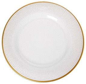 Πιατέλα Perge 80.087.05 Φ33cm Clear-Gold Cryspo Trio Γυαλί