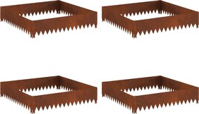 vidaXL Περίγραμμα γκαζόν 4 τμχ. 100 x 100 x 20 cm Ατσάλι Σκ rusty